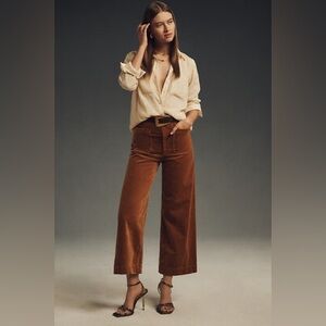 MAEVE Colette corduroy cropped wide leg pants form fitting high waist